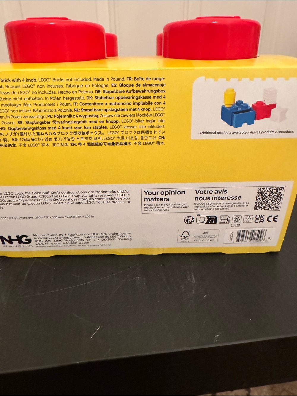 LEGO Storage Brick Red 4 Knob Container Organizer Box 10” Square 6” Tall - Picture 3 of 5